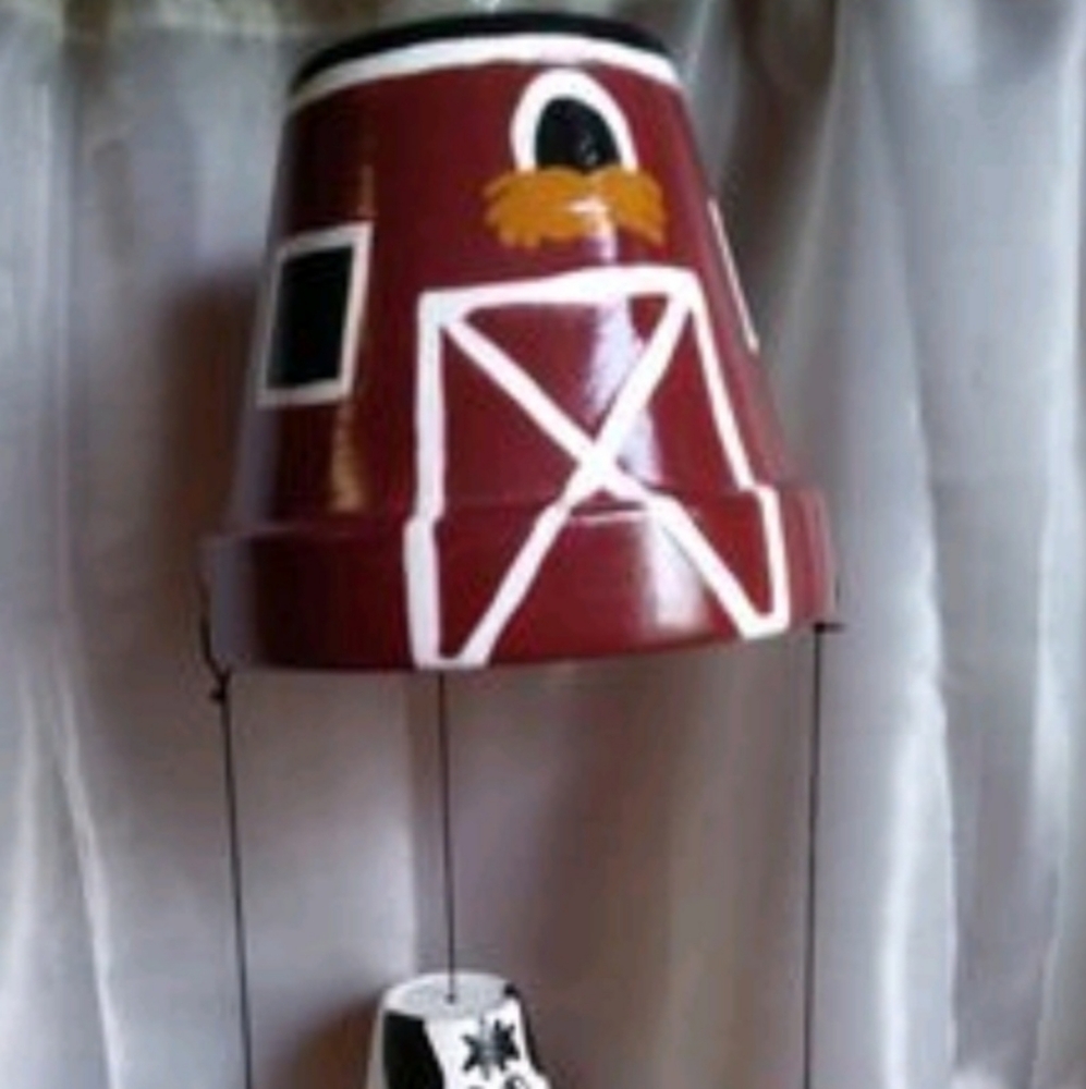 Homemade barn with animals windchime